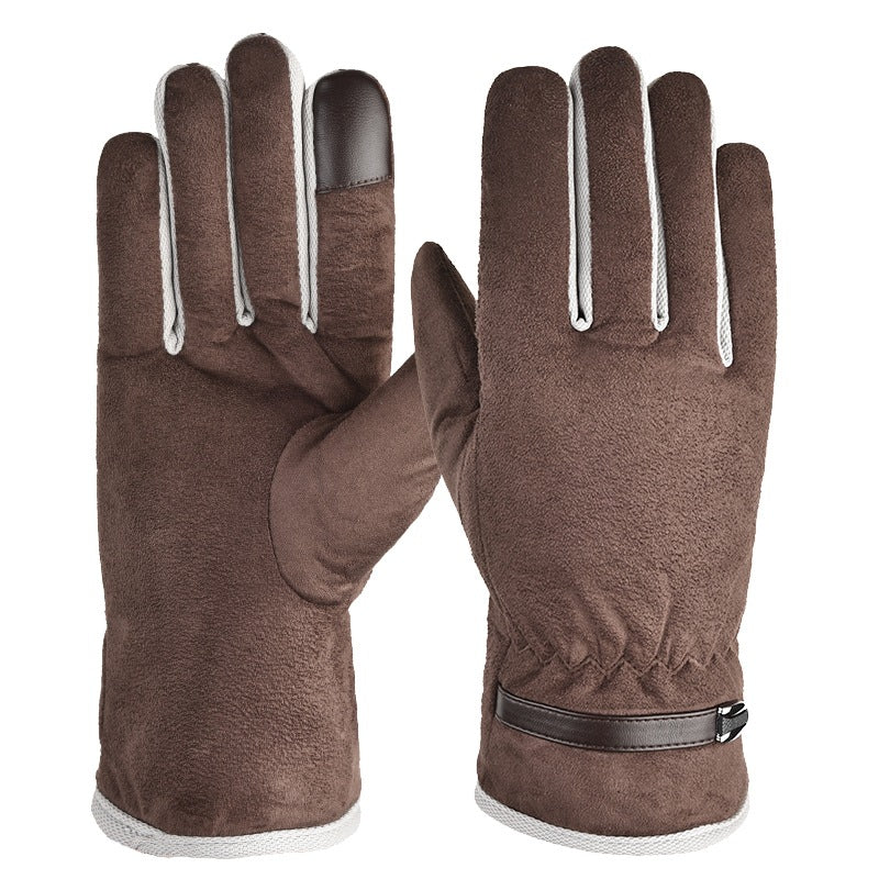 Suede Warm Gloves Plus Velvet Thickening