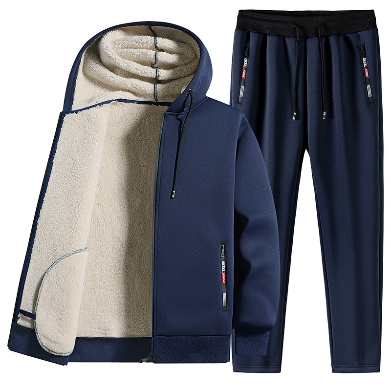 Thick Lamb Plush Jacket With Pants Set