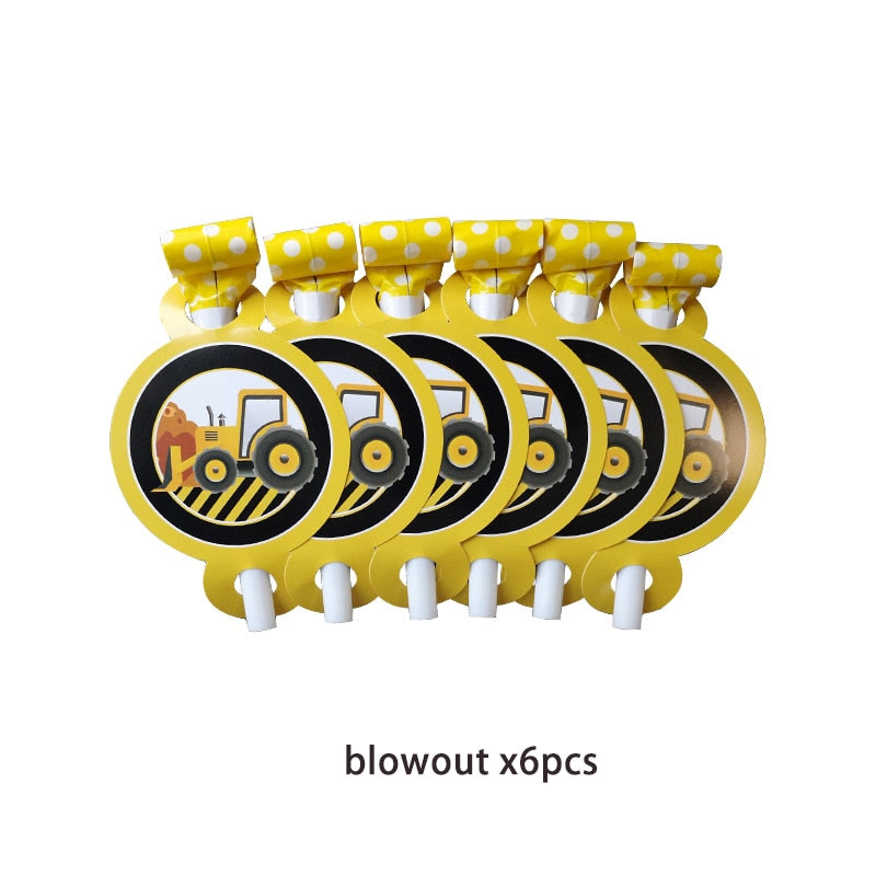 Construction Equipment Decorations / Disposable Tableware Set / Cupcake Toppers / Banners, Balloons