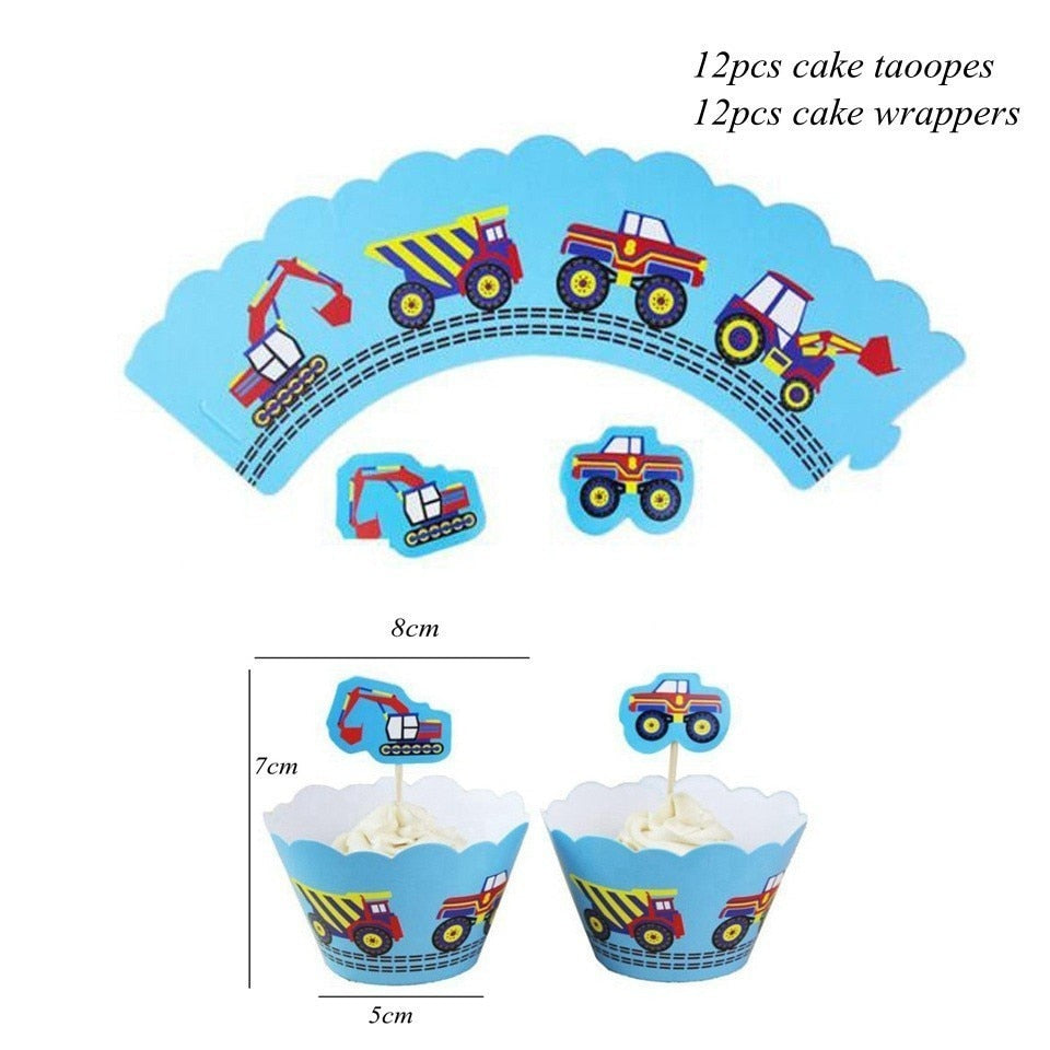 Excavator Cupcake Topper / Construction Tractor Cake Topper / Table Decor Birthday Party / Party Supplies