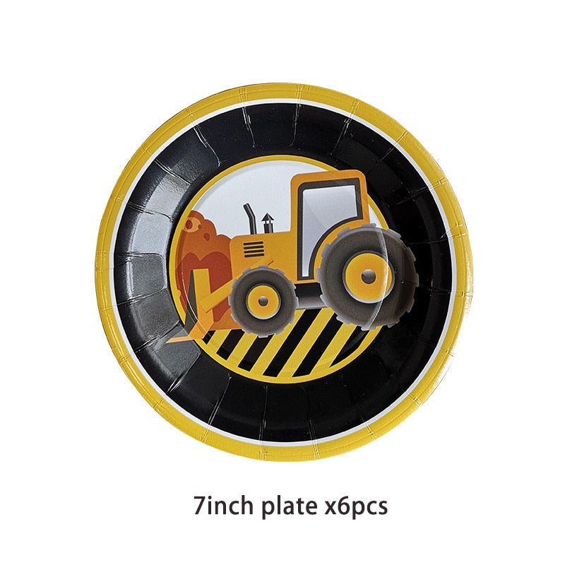 Construction Equipment Decorations / Disposable Tableware Set / Cupcake Toppers / Banners, Balloons