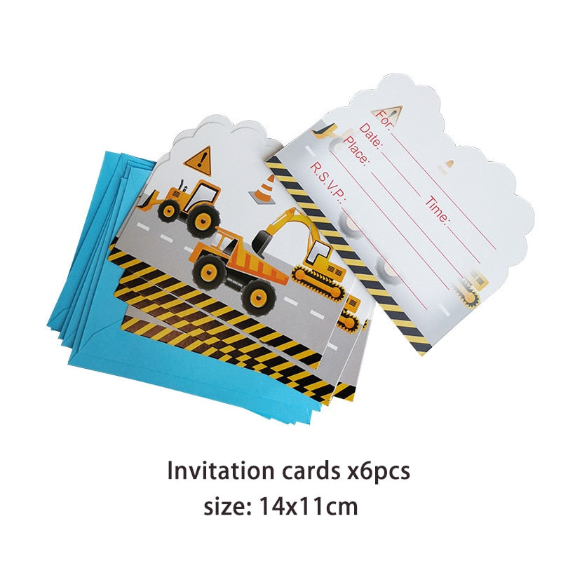 Construction Equipment Decorations / Disposable Tableware Set / Cupcake Toppers / Banners, Balloons