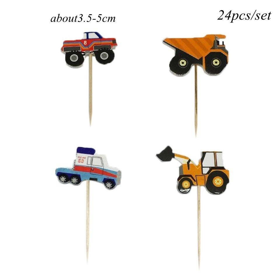 Excavator Cupcake Topper / Construction Tractor Cake Topper / Table Decor Birthday Party / Party Supplies