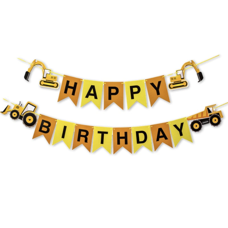 Construction Equipment Decorations / Disposable Tableware Set / Cupcake Toppers / Banners, Balloons