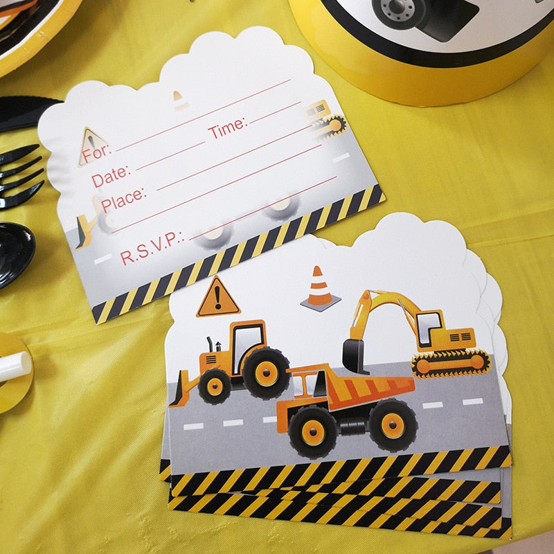 Construction Equipment Decorations / Disposable Tableware Set / Cupcake Toppers / Banners, Balloons