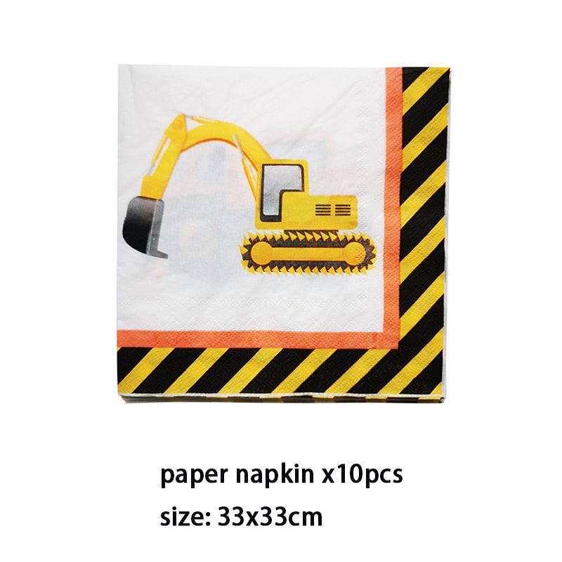Construction Equipment Decorations / Disposable Tableware Set / Cupcake Toppers / Banners, Balloons