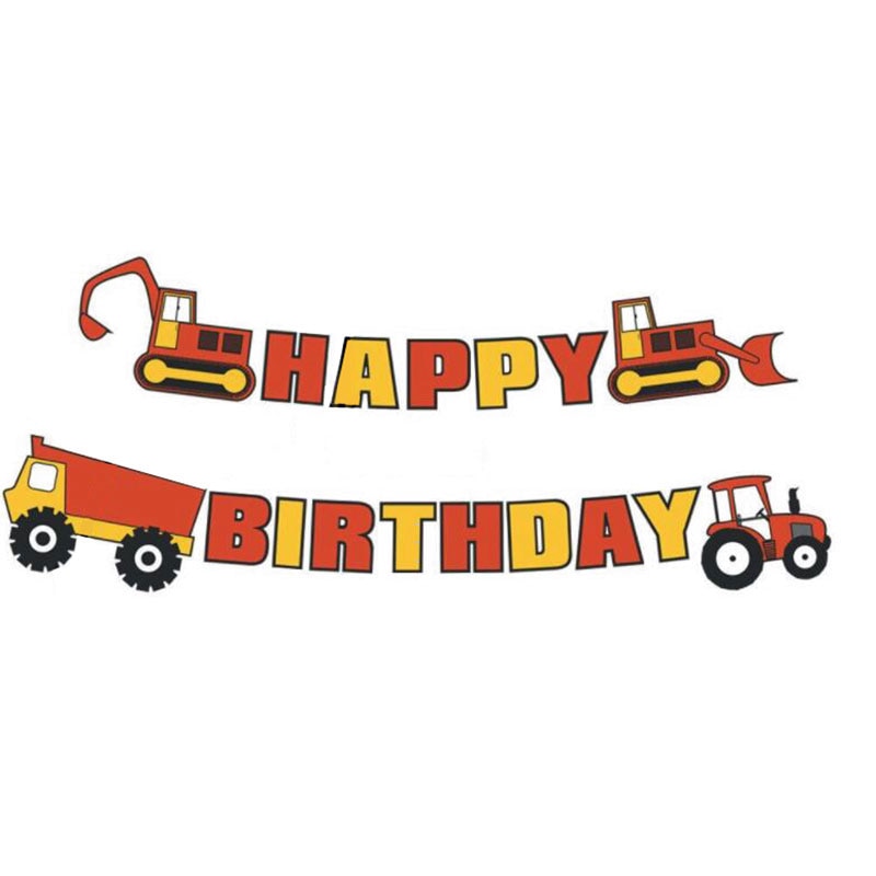 Construction Equipment Decorations / Disposable Tableware Set / Cupcake Toppers / Banners, Balloons