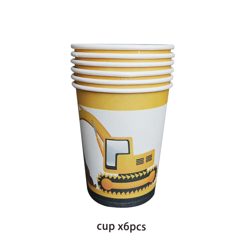 Construction Equipment Decorations / Disposable Tableware Set / Cupcake Toppers / Banners, Balloons