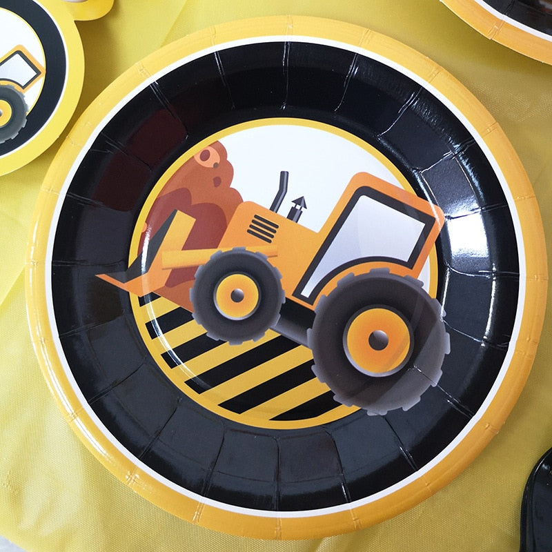 Construction Equipment Decorations / Disposable Tableware Set / Cupcake Toppers / Banners, Balloons