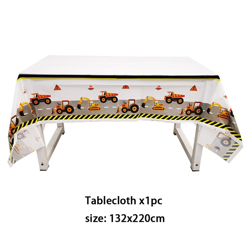 Construction Equipment Decorations / Disposable Tableware Set / Cupcake Toppers / Banners, Balloons