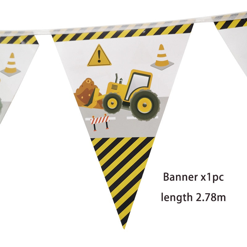 Construction Equipment Decorations / Disposable Tableware Set / Cupcake Toppers / Banners, Balloons