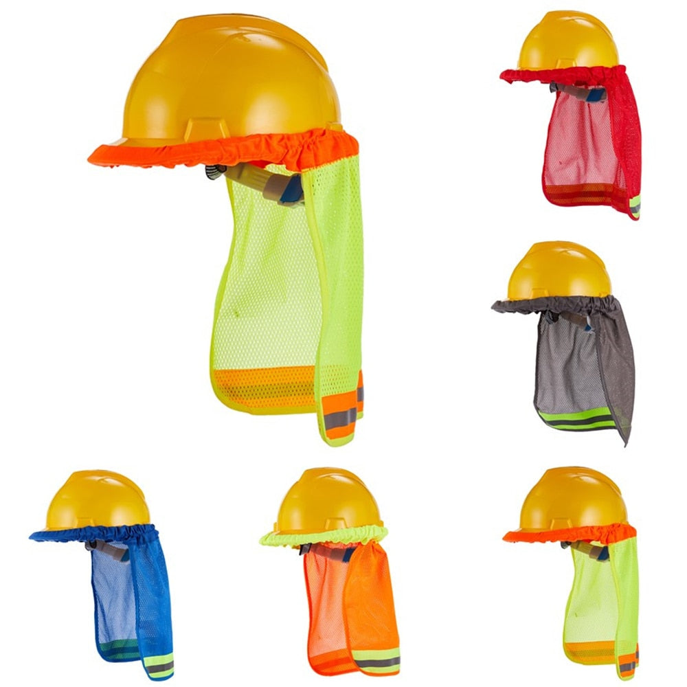 Summer Sun Shade And Neck Shield With Reflective Stripe / Useful Mesh Reflective Cap Cover for Construction Workers