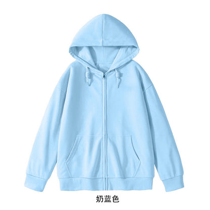 Cotton Long-sleeved Zipper Hoodie Sweatshirt/ Work Clothes