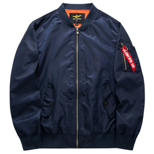 Pilot Bomber Jacket/ Solid Stand Collar