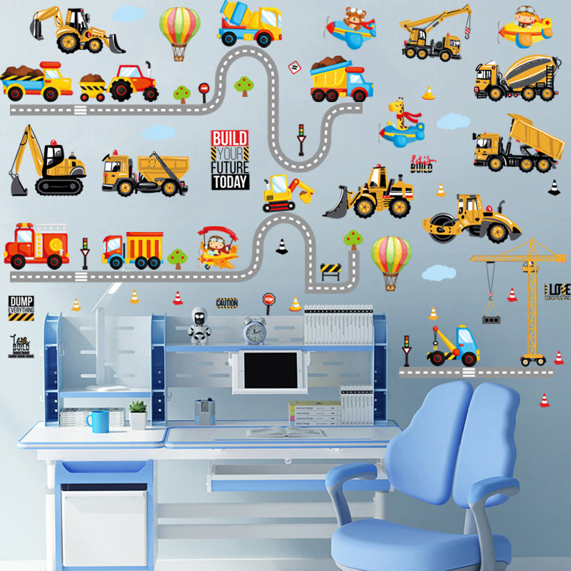 Cartoon Wallpaper Construction Vehicle Stickers