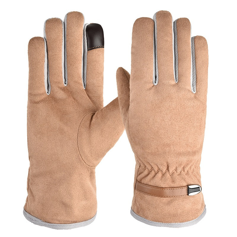 Suede Warm Gloves Plus Velvet Thickening