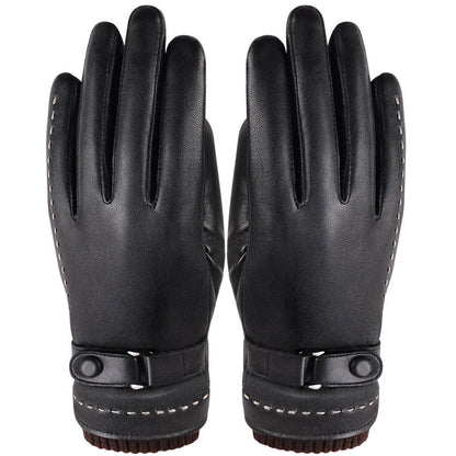 Washed Sheepskin Touch Screen Thickened Outdoor Cycling Warm Driving Gloves