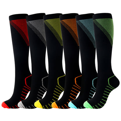 Color pattern V-shaped compression socks