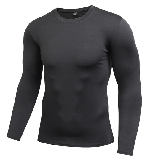 Solid Long Sleeve Compression Polyester Spandex Top