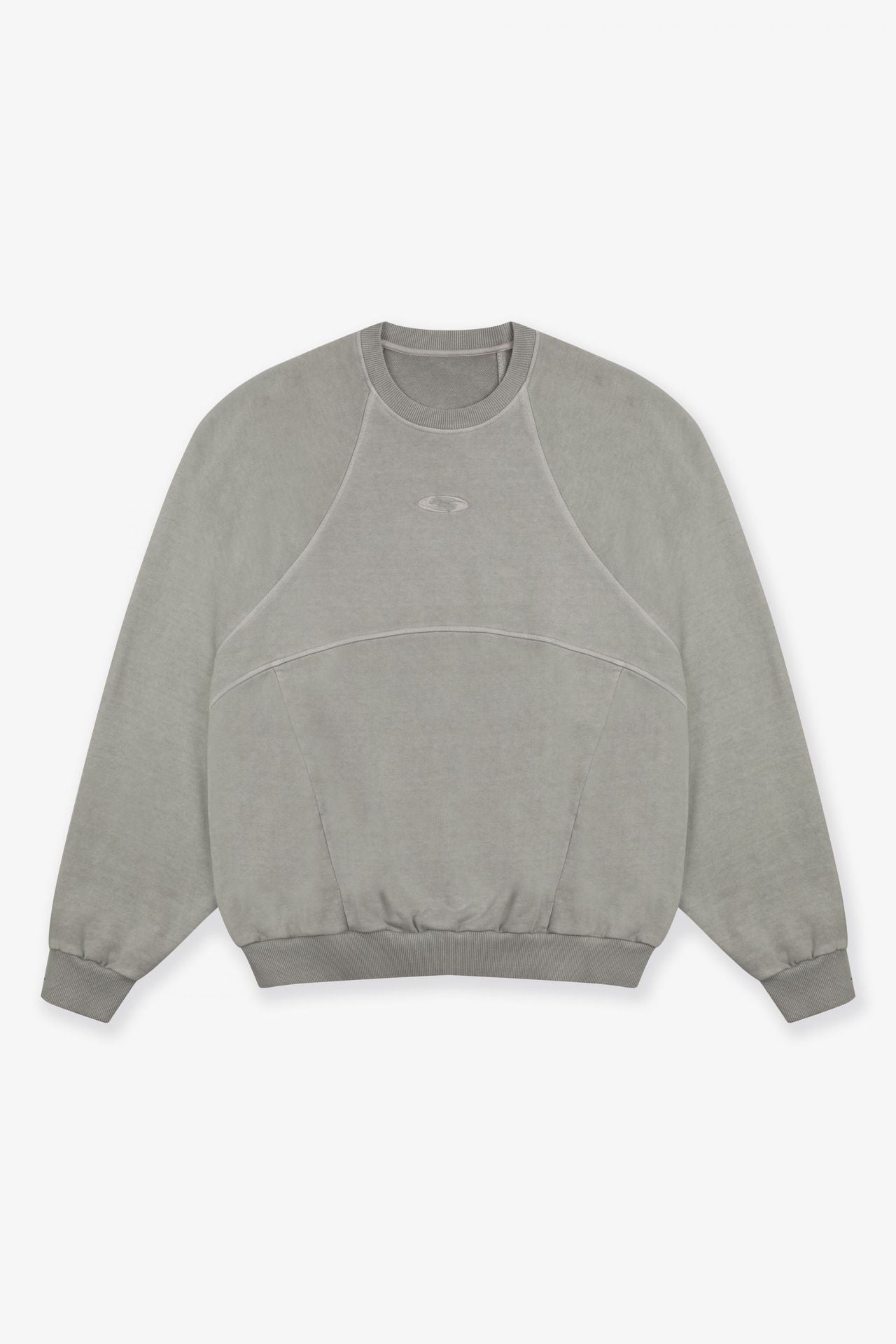 Deconstruction Stitching Garment Dyed Embroidered Sweatshirt