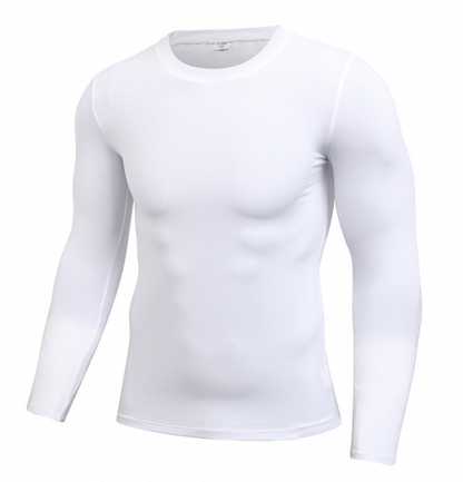 Solid Long Sleeve Compression Polyester Spandex Top