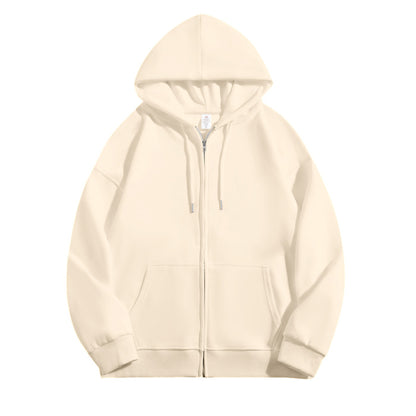 Cotton Long-sleeved Zipper Hoodie Sweatshirt/ Work Clothes