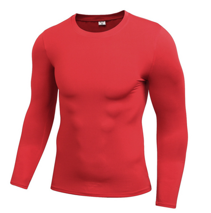 Solid Long Sleeve Compression Polyester Spandex Top