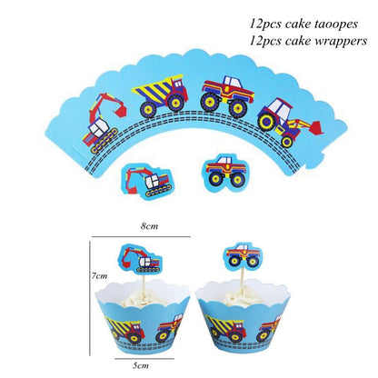 Excavator Cupcake Topper /  Construction Tractor Cake Topper / Table Decor Birthday Party / Party Supplies