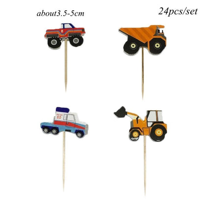 Excavator Cupcake Topper /  Construction Tractor Cake Topper / Table Decor Birthday Party / Party Supplies