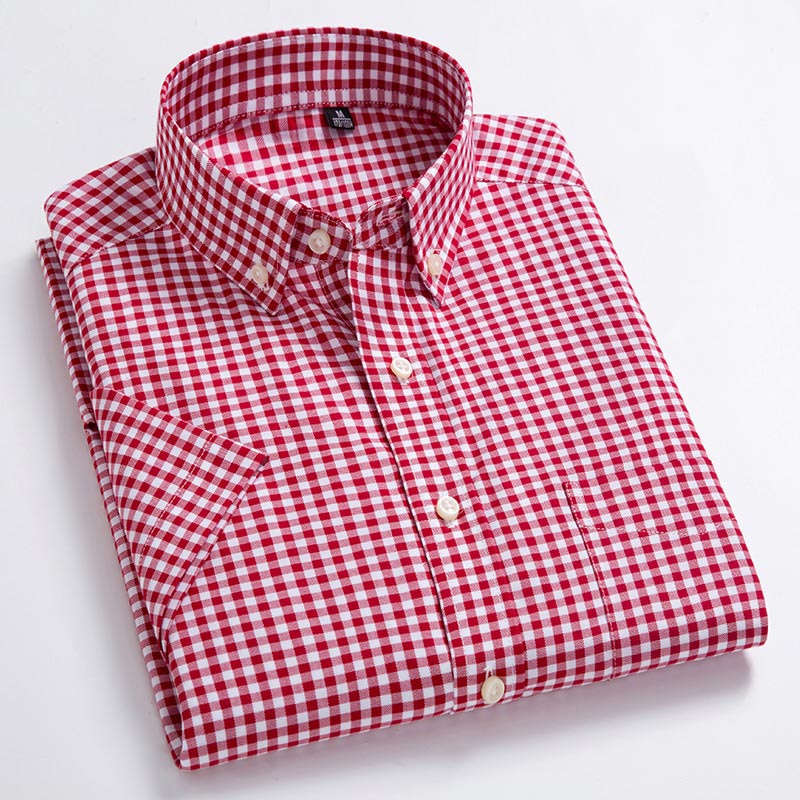 Leisure Design Plaid Men Short Sleeve Social Button Up Shirt