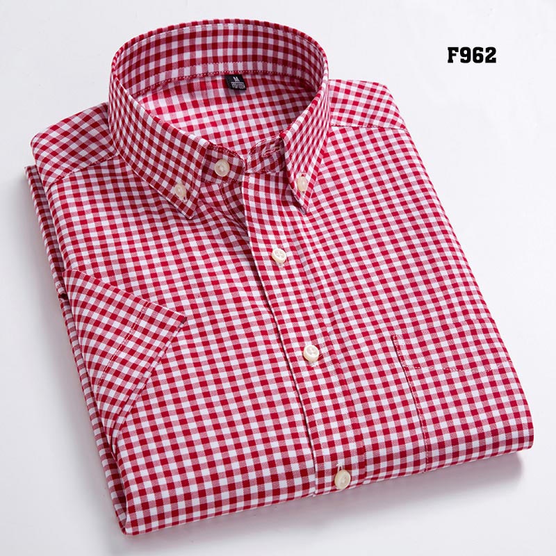 Leisure Design Plaid Men Short Sleeve Social Button Up Shirt