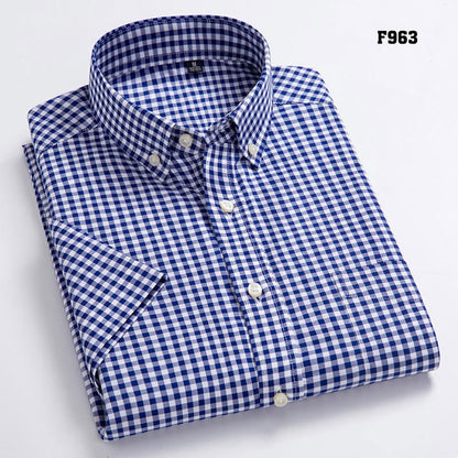 Leisure Design Plaid Men Short Sleeve Social Button Up Shirt