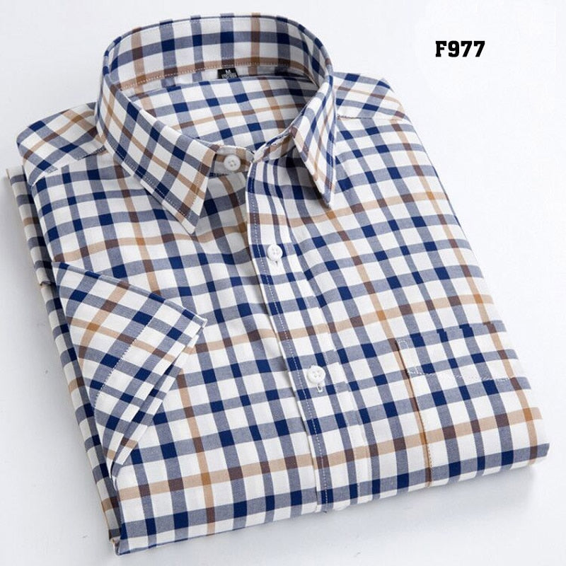 Leisure Design Plaid Men Short Sleeve Social Button Up Shirt