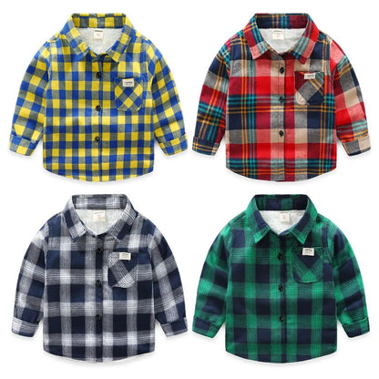 New Baby Boys And Girls Plaid Shirts / Kids Long Sleeve Cotton, Thicken Shirts