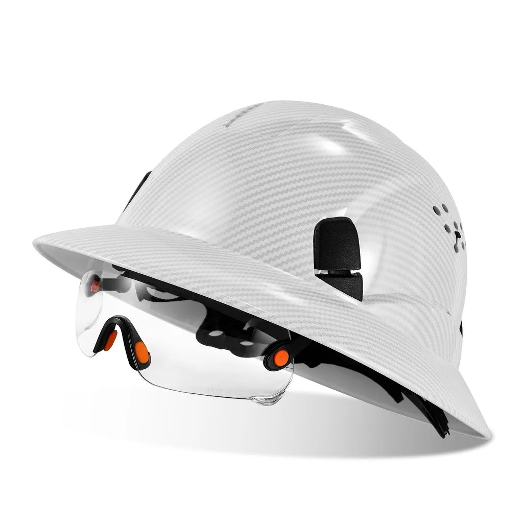 LOEBUCK  New carbon fiber full-brim safety helmet with CE goggles anti-collision construction site hard hat GM850