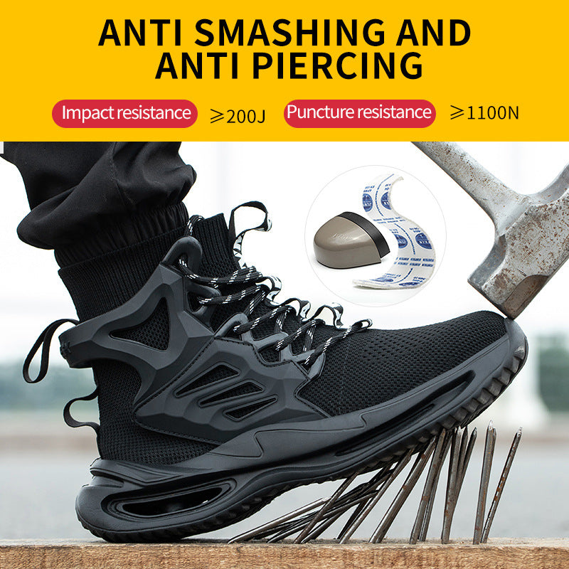 Men's Anti-smash And Anti-puncture Steel Toe High-top Safety Shoes