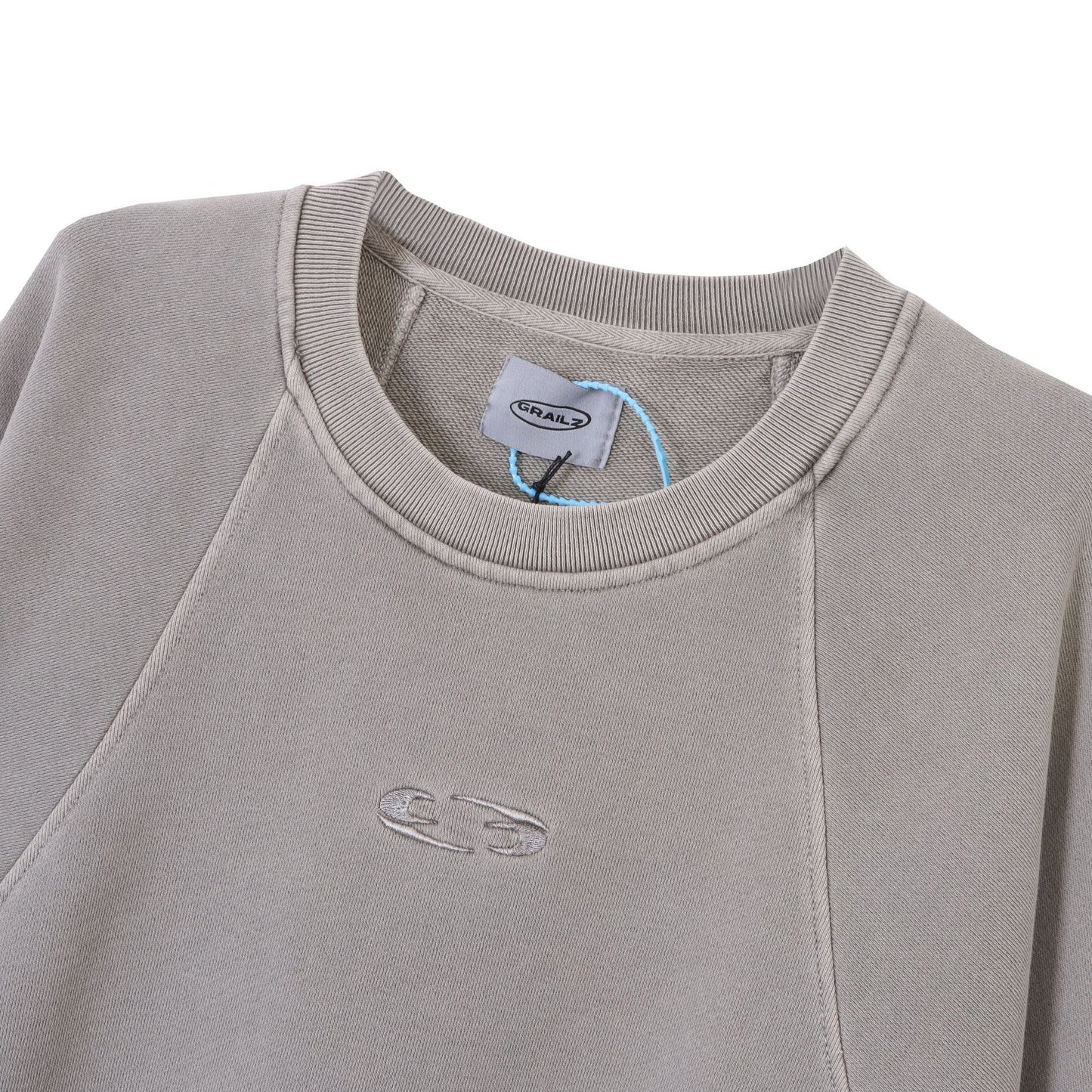 Deconstruction Stitching Garment Dyed Embroidered Sweatshirt