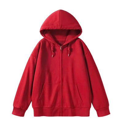 Cotton Long-sleeved Zipper Hoodie Sweatshirt/ Work Clothes