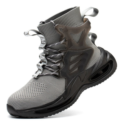 Men's Anti-smash And Anti-puncture Steel Toe High-top Safety Shoes