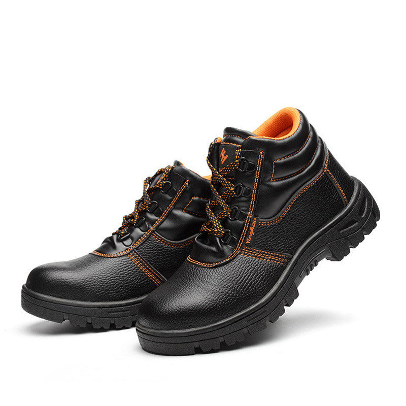 Microfiber leather, rubber sole /  Steel toe high-top work boot