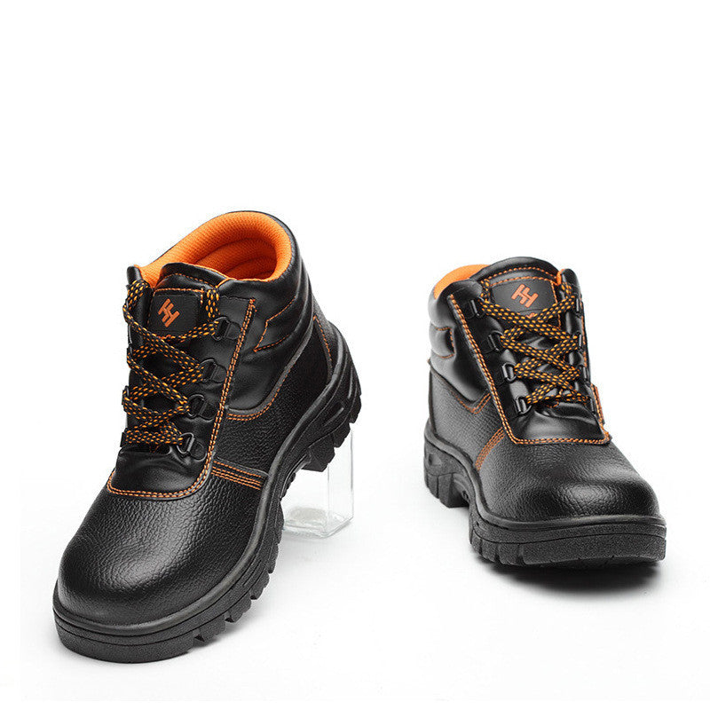 Microfiber leather, rubber sole /  Steel toe high-top work boot