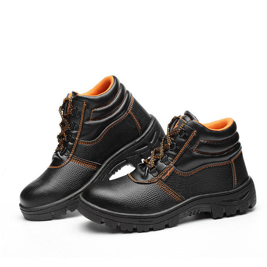 Microfiber leather, rubber sole /  Steel toe high-top work boot