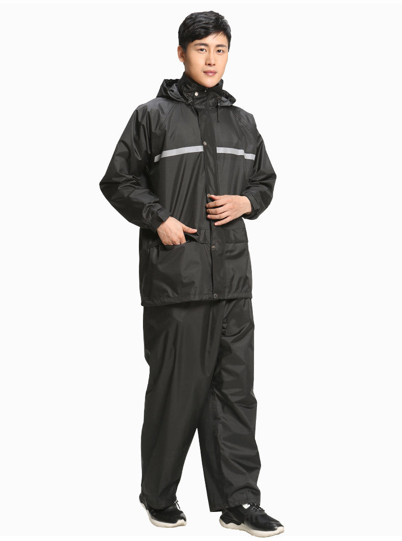 Reflective split raincoat and pants suit