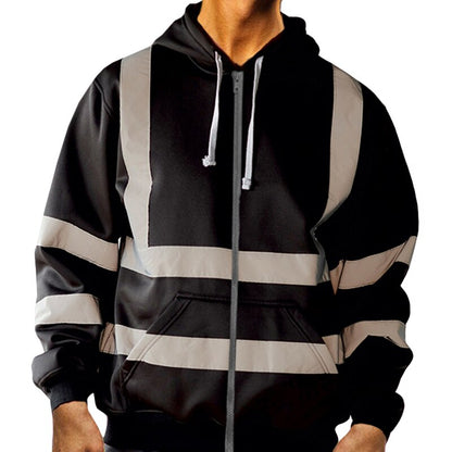 Men Stripe Hooded Work Wear