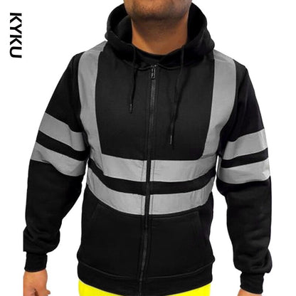 Men Stripe Hooded Work Wear