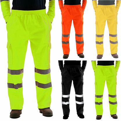 HighVisibility Sweat Pants / Reflective Tape Safety / Multi-Pockets Work Trouser