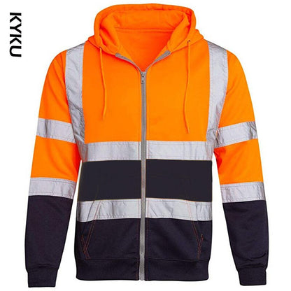 Men Stripe Hooded Work Wear