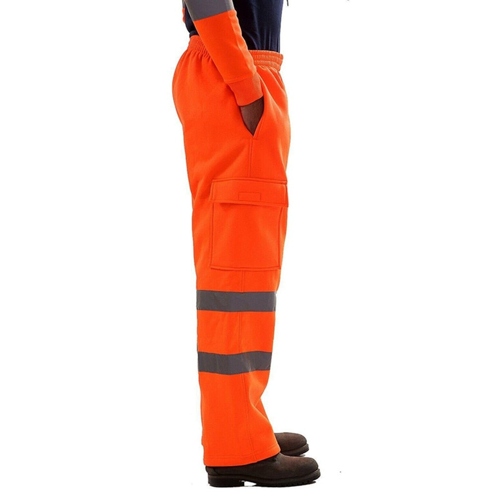 HighVisibility Sweat Pants / Reflective Tape Safety / Multi-Pockets Work Trouser