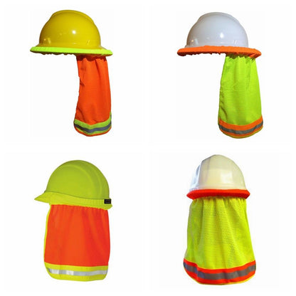 Summer Sun Shade And Neck Shield With Reflective Stripe / Useful Mesh Reflective Cap Cover for Construction Workers