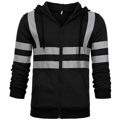 Men Stripe Hooded Work Wear